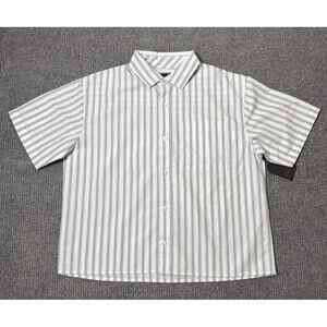 Valor Collective Cropped Button Up Short Men Size Medium Off White Striped NEW